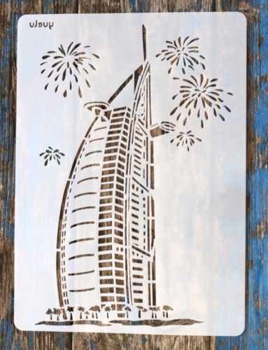 Burj Al Arab, Dubaj épület műanyag sablon , A4 21x30cm stencil