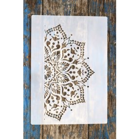 Fél mandala  műanyag sablon 21x30cm-es stencil
