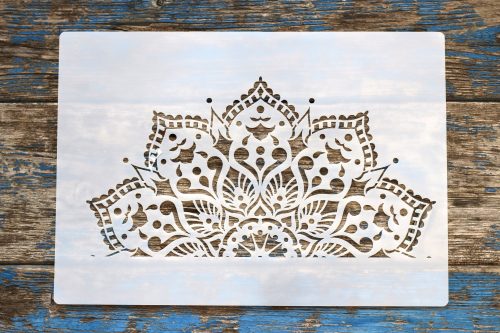 Fél mandala  műanyag sablon , 21x30cm-es stencil