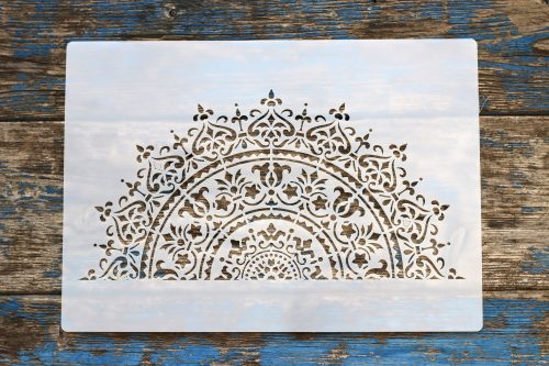 Fél mandala  műanyag festő sablon , 21x30cm-es stencil