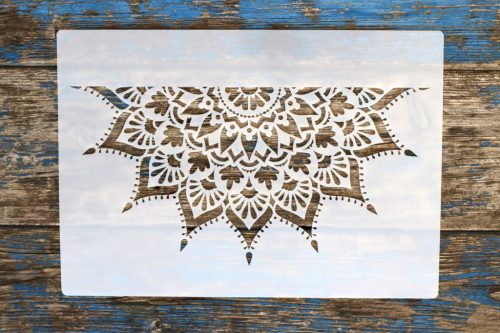 Fél mandala DIY sablon , 21x30cm-es műanyag stencil
