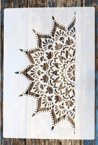 Fél mandala DIY sablon , 21x30cm-es műanyag stencil