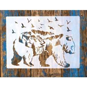 medve festő sablon 21x30cm-es  műanyag  stencil 