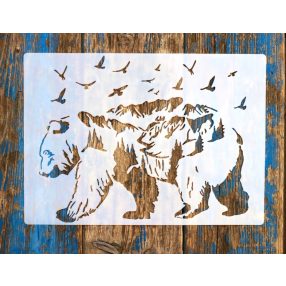 medve festő sablon 21x30cm-es  műanyag  stencil 