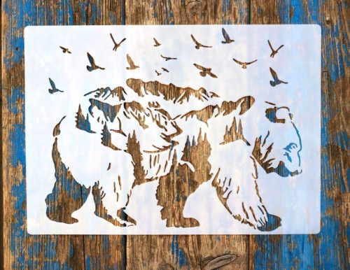 medve festő sablon 21x30cm-es  műanyag  stencil 