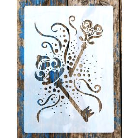 Kulcs mintás vintage 9 sablon , műanyag stencil 