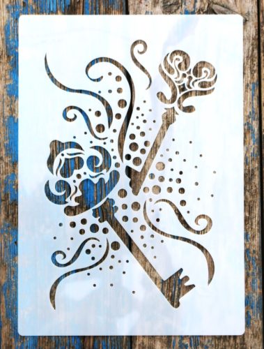 Kulcs mintás vintage 9 sablon , műanyag stencil 