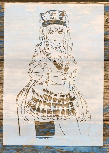 anime girl, stencil 