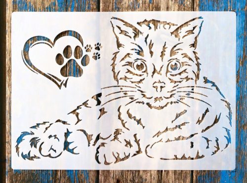 cica, macska stencil
