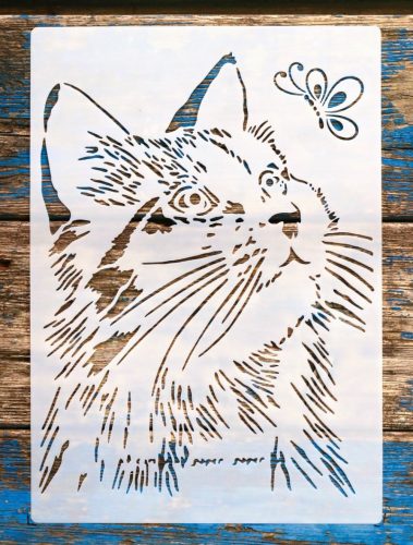 cica, macska stencil 3