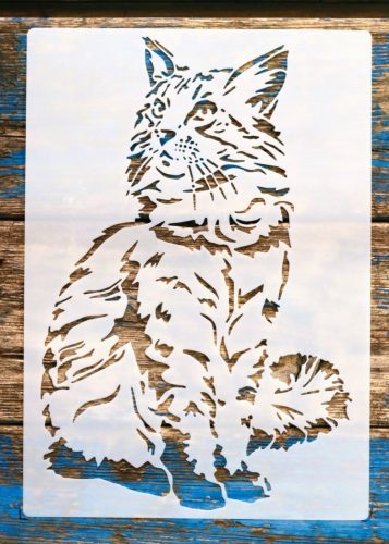 cica, macska stencil 4