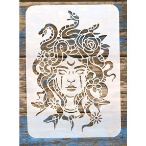   Kígyó hajú  nő (Medúza) A4 21x30cm festő stencil sablon