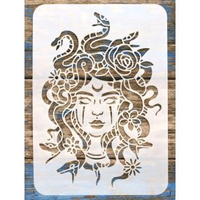   Kígyó hajú  nő (Medúza) A4 21x30cm festő stencil sablon