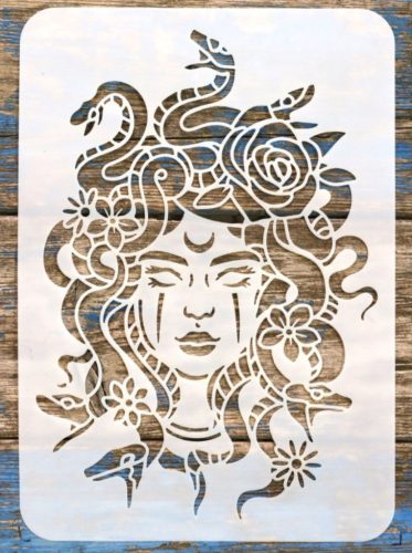 Kígyó hajú  nő (Medúza) A4 21x30cm festő stencil sablon