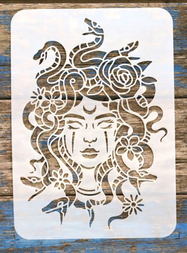 Kígyó hajú  nő (Medúza) A4 21x30cm festő stencil sablon