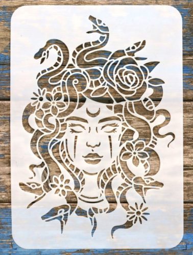 Kígyó hajú  nő (Medúza) A4 21x30cm festő stencil sablon