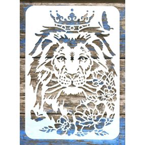   koronás oroszlán fej A4 21x30cm festő stencil  műanyag sablon 