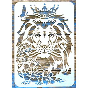   koronás oroszlán fej A4 21x30cm festő stencil  műanyag sablon 