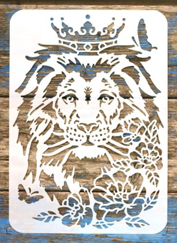 koronás oroszlán fej A4 21x30cm festő stencil  műanyag sablon 