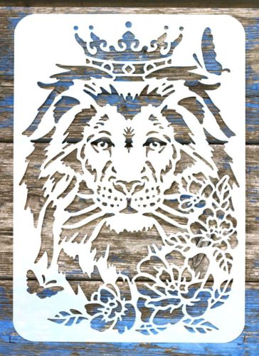 koronás oroszlán fej A4 21x30cm festő stencil  műanyag sablon 