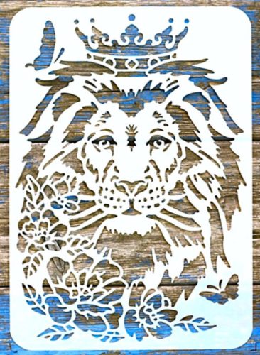 koronás oroszlán fej A4 21x30cm festő stencil  műanyag sablon 