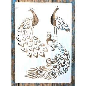   páva  mintás műanyag  sablon madár A4 21x30cm festő stencil