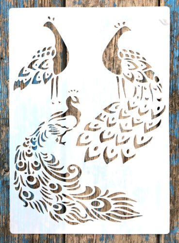 páva  mintás műanyag  sablon madár A4 21x30cm festő stencil