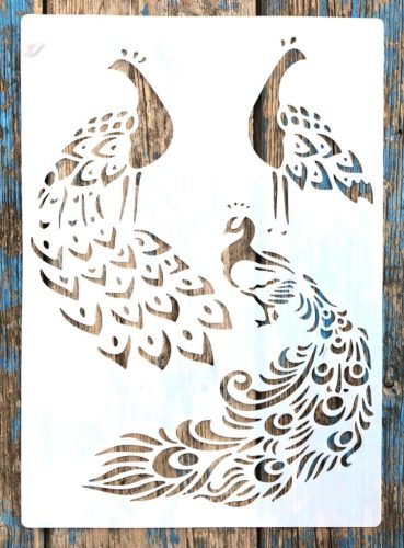 páva  mintás műanyag  sablon madár A4 21x30cm festő stencil