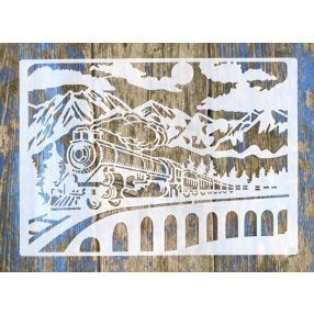  vintage gőzmozdony műanyag sablon A4 21x30cm stencil