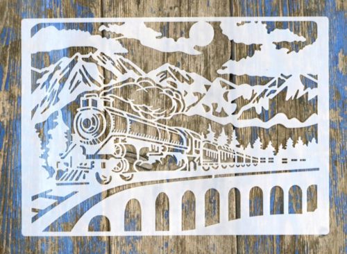  vintage gőzmozdony műanyag sablon A4 21x30cm stencil
