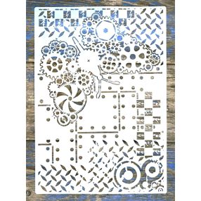    Steampunk fogaskerék óra műanyag sablon   A4 21x30cm stencil