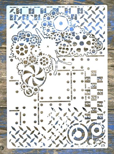 Steampunk fogaskerék óra műanyag sablon   A4 21x30cm stencil