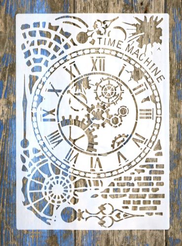  Steampunk fogaskerék óra  műanyag festő sablonA4 21x30cm-es  stencil