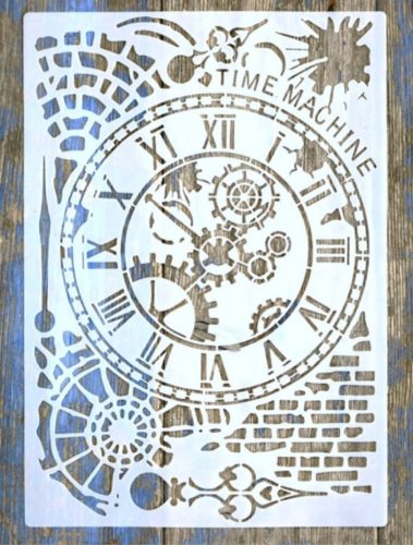  Steampunk fogaskerék óra  műanyag festő sablonA4 21x30cm-es  stencil