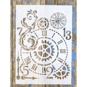    Steampunk fogaskerék óra műanyag sablon   A4 21x30cm stencil