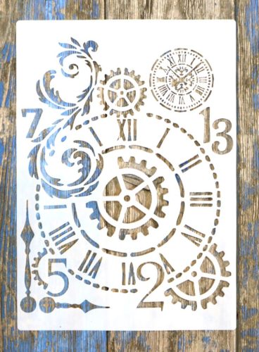  Steampunk fogaskerék óra műanyag sablon   A4 21x30cm stencil