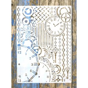    Steampunk fogaskerék  óra műanyag sablon   A4 21x30cm festő  stencil