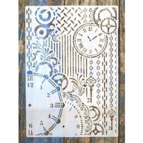    Steampunk fogaskerék  óra műanyag sablon   A4 21x30cm festő  stencil