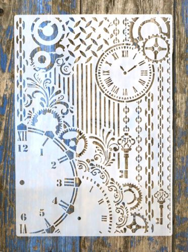  Steampunk fogaskerék  óra műanyag sablon   A4 21x30cm festő  stencil