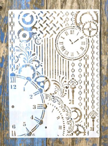  Steampunk fogaskerék  óra műanyag sablon   A4 21x30cm festő  stencil