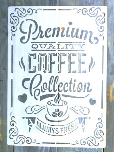 Premium Coffee feliratú  műanyag sablon   A4 21x30cm festő stencil
