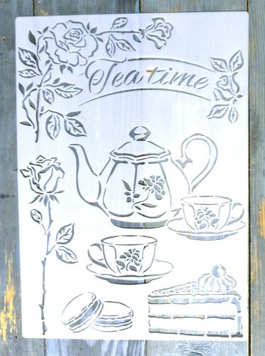 TEA time feliratú  műanyag sablon   A4 21x30cm festő stencil