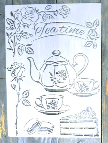 TEA time feliratú  műanyag sablon   A4 21x30cm festő stencil