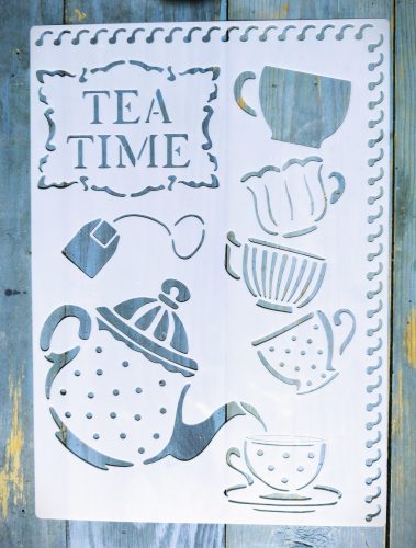 TEA time feliratú  műanyag sablon   A4 21x30cm stencil