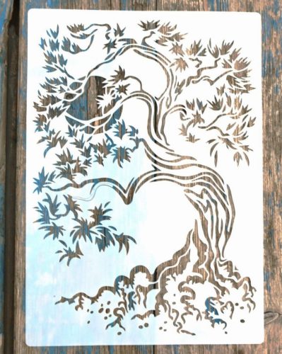 Fa mintás  műanyag festő sablon    21x30cm  DIY stencil