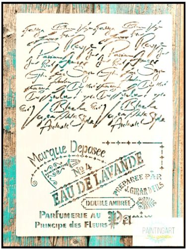 Francia kézírás vintage A4 méretű műanyag sablon 21x30cm  DIY  stencil