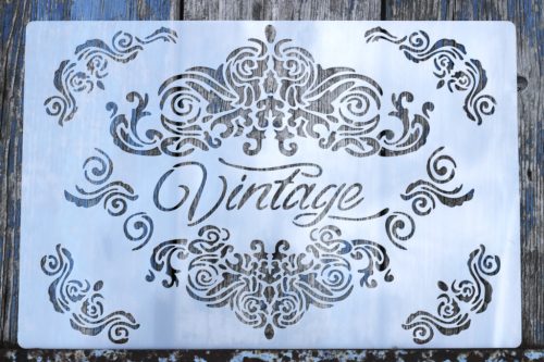  vintage feliratú  A4 méretű műanyag sablon 21x30cm  (250 mikron vastag) festő stencil 