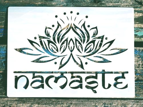 Namaste feliratú keleti A4 méretű műanyag rétegző  sablon 21x30cm  DIY stencil