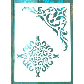    A4 méretű barokk mintás  műanyag  festő sablon 21x30cm  DIY stencil falra bútorra