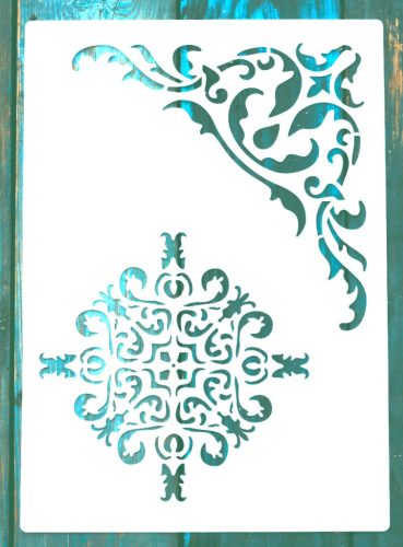  A4 méretű barokk mintás  műanyag  festő sablon 21x30cm  DIY stencil falra bútorra